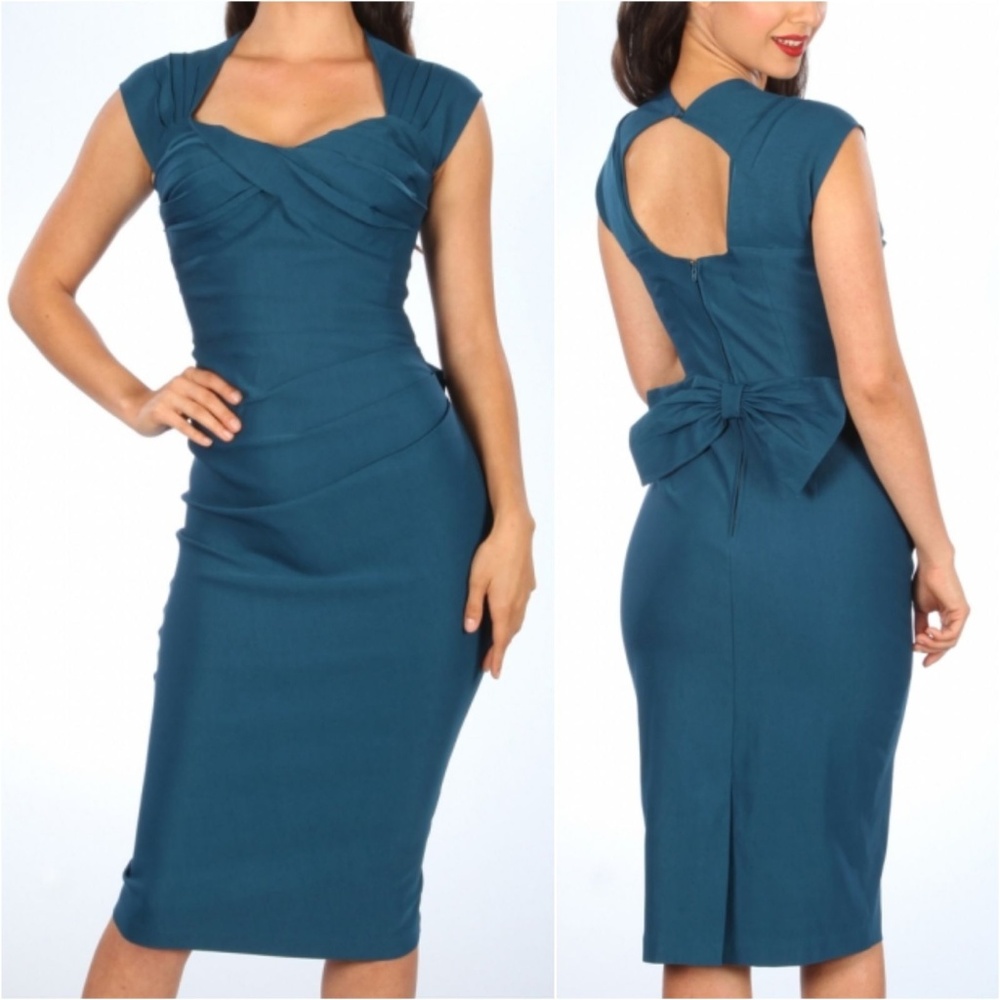 Stop Staring! Peacock Blue Fitted Love Dress